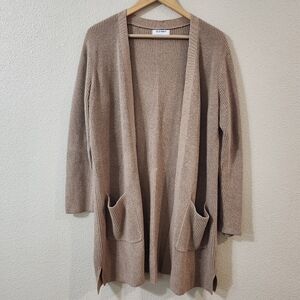 Open Front Longline Ribbed Cozy Cotton Blend Cardigan Sweater Large
